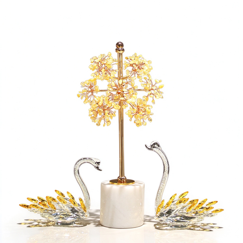 Natural Citrine Swan Crystal Money Tree