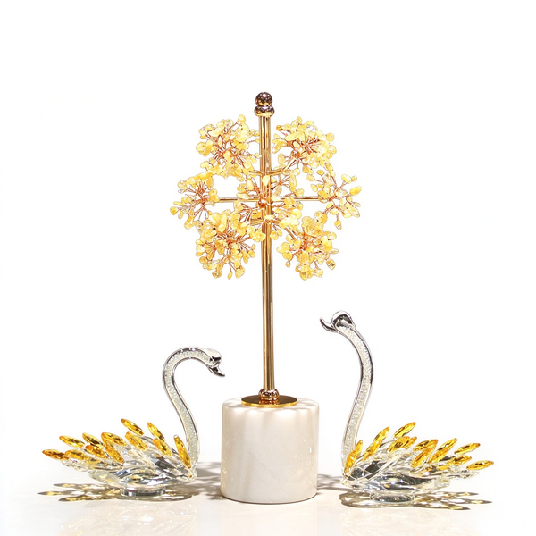 Natural Citrine Swan Crystal Money Tree
