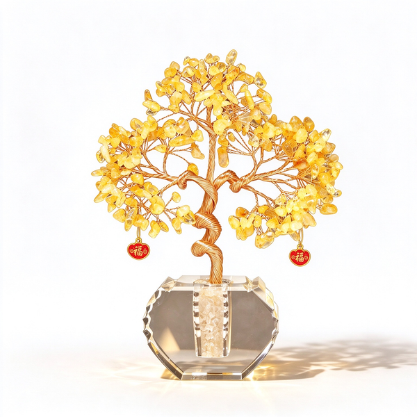 Natural Citrine Money Tree | Premium Wealth Attracting Living Room Cabinet Decoration Housewarming Grand Opening Gift