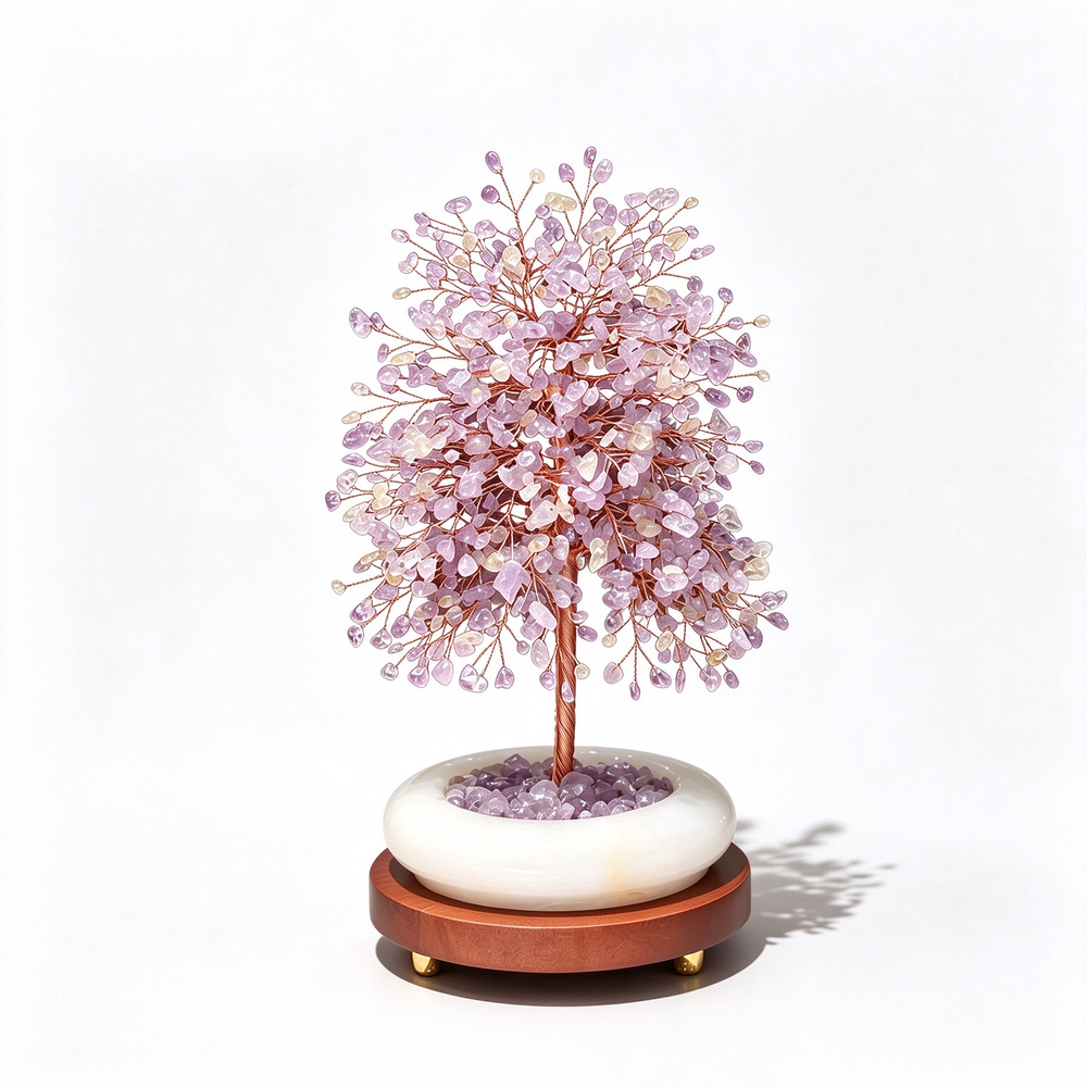 Natural Jade & Amethyst Money Tree | Premium Wealth Attracting Home Blessing Crystal Decoration