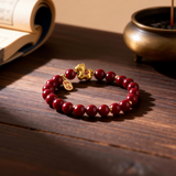 Golden Fortune Empress Red Cinnabar Bracelet with 18K Gold-Plated Zodiac Charm