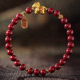 Golden Fortune Empress Red Cinnabar Bracelet with 18K Gold-Plated Zodiac Charm