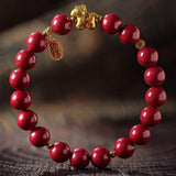 Golden Fortune Empress Red Cinnabar Bracelet with 18K Gold-Plated Zodiac Charm