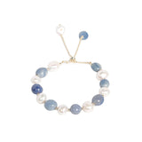 Natural Blue Aventurine & Freshwater Pearl Adjustable Bracelet — Elegant Healing Jewelry