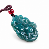 Authentic Grade A Blue Water Jadeite Nine-Tailed Fox Pendant — Fox Fairy Amulet
