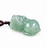 Authentic Grade A Icy Jadeite Pixiu Pendant — Feng Shui Wealth Amulet Necklace