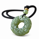 Authentic Hetian Jade Carved Pixiu Donut Pendant — Feng Shui Wealth Amulet