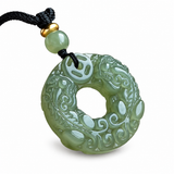 Authentic Hetian Jade Carved Pixiu Donut Pendant — Feng Shui Wealth Amulet