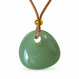 Authentic Hetian Jade Longevity Lock Pendant — Dainty Green Nephrite Amulet
