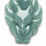 Natural Icy Jade Fox Pendant — Grade A Hand-Carved Jade Jewelry