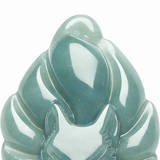 Natural Icy Jade Fox Pendant — Grade A Hand-Carved Jade Jewelry