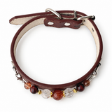 Herbstglut-Halsband mit Natursteinperlen für Haustiere