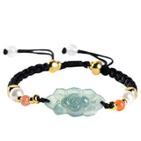 Blau-grünes Lotus-Naturstein-geflochtenes Armband