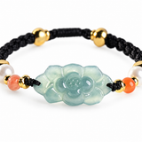 Blau-grünes Lotus-Naturstein-geflochtenes Armband