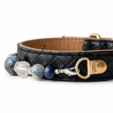 Halsband für Haustiere mit Perlen aus blauem Naturstein-Nebelquarz