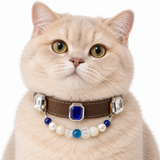 Halsband für Haustiere aus facettierten "Blue Moon Pearl"-Perlen