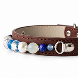 Halsband für Haustiere aus blauen Perlen aus Naturstein