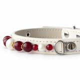 Halsband für Haustiere aus Kirschperlen-Naturstein