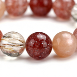 Natural Firework Quartz Mixed Gemstone Bracelet — Healing Crystal Beaded Jewelry