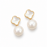 Clover Pearl Stud Earrings — Lucky Freshwater Pearl Jewelry