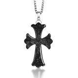 Dark Sculpted Cross Pendant Necklace — Bold Gothic Artisan Jewelry