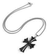 Dark Sculpted Cross Pendant Necklace — Bold Gothic Artisan Jewelry