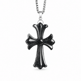 Dark Sculpted Cross Pendant Necklace — Bold Gothic Artisan Jewelry