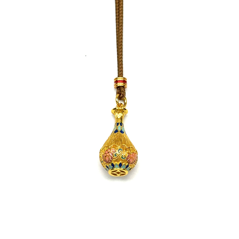 Vietnam Sand Gold Peace Vase Pendant — Traditional Artisan Jewelry