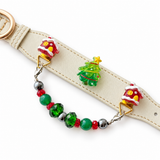 Immergrünes, cremefarbenes Perlenhalsband für Haustiere zu Weihnachten