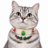 Immergrünes, cremefarbenes Perlenhalsband für Haustiere zu Weihnachten