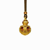Sand Gold Enamel Goldfish Pendant — Reversible Lotus Pond Abundance Necklace