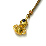 Sand Gold Enamel Peach Pendant — Reversible Bat Fortune Longevity Necklace