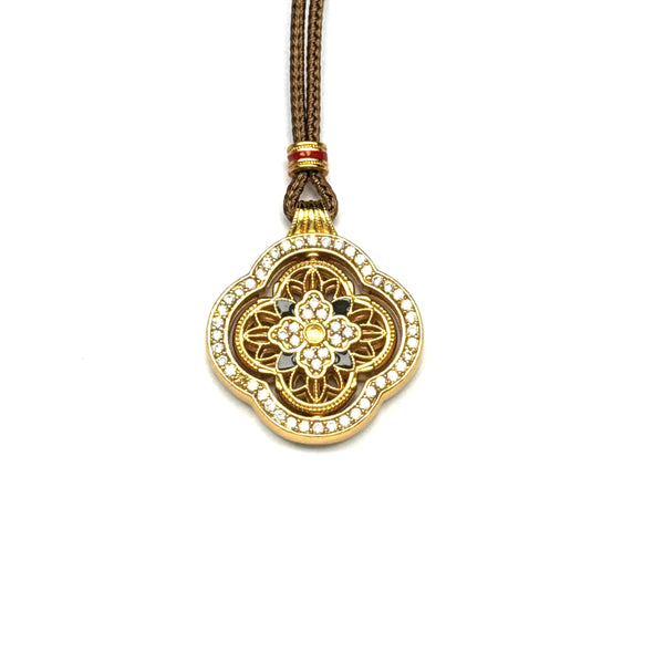 Reversible Enamel Spinner Pendant — Vintage Clover Lucky Charm Necklace