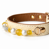 Golden Bow Natural Stone Beaded Pet Collar