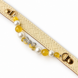 Golden Bow Natural Stone Beaded Pet Collar