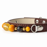 Halsband für Haustiere mit Golden Halo Natursteinperlen