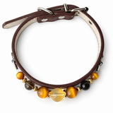 Halsband für Haustiere mit Golden Halo Natursteinperlen