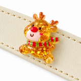 Goldenes Rentier-Halsband mit Schneeperlen für Haustiere