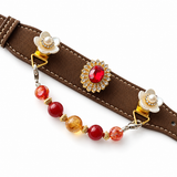 Golden Scarlet Crest Beaded Pet Collar