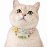 Green Meadow Blossom Beaded Pet Collar