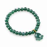 Green Paw Charm Bead Bracelet