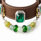 Halsband für Haustiere mit grünen Perlenfacetten