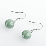 Green Round Bead Drop Earrings — Natural Stone Artisan Jewelry