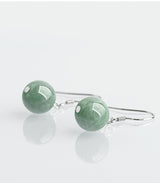 Green Round Bead Drop Earrings — Natural Stone Artisan Jewelry