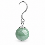 Green Round Bead Drop Earrings — Natural Stone Artisan Jewelry
