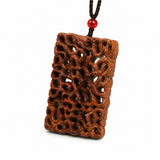 Lightning-Struck Jujube Wood Dragon Carving Pendant Necklace