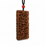 Lightning-Struck Jujube Wood Dragon Carving Pendant Necklace