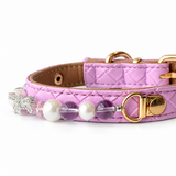 Lilac Bow Natural Stone Beaded Pet Collar