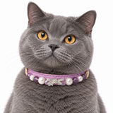 Lilac Bow Natural Stone Beaded Pet Collar