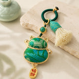 Lucky Cat Brocade Tassel Hanging Charm